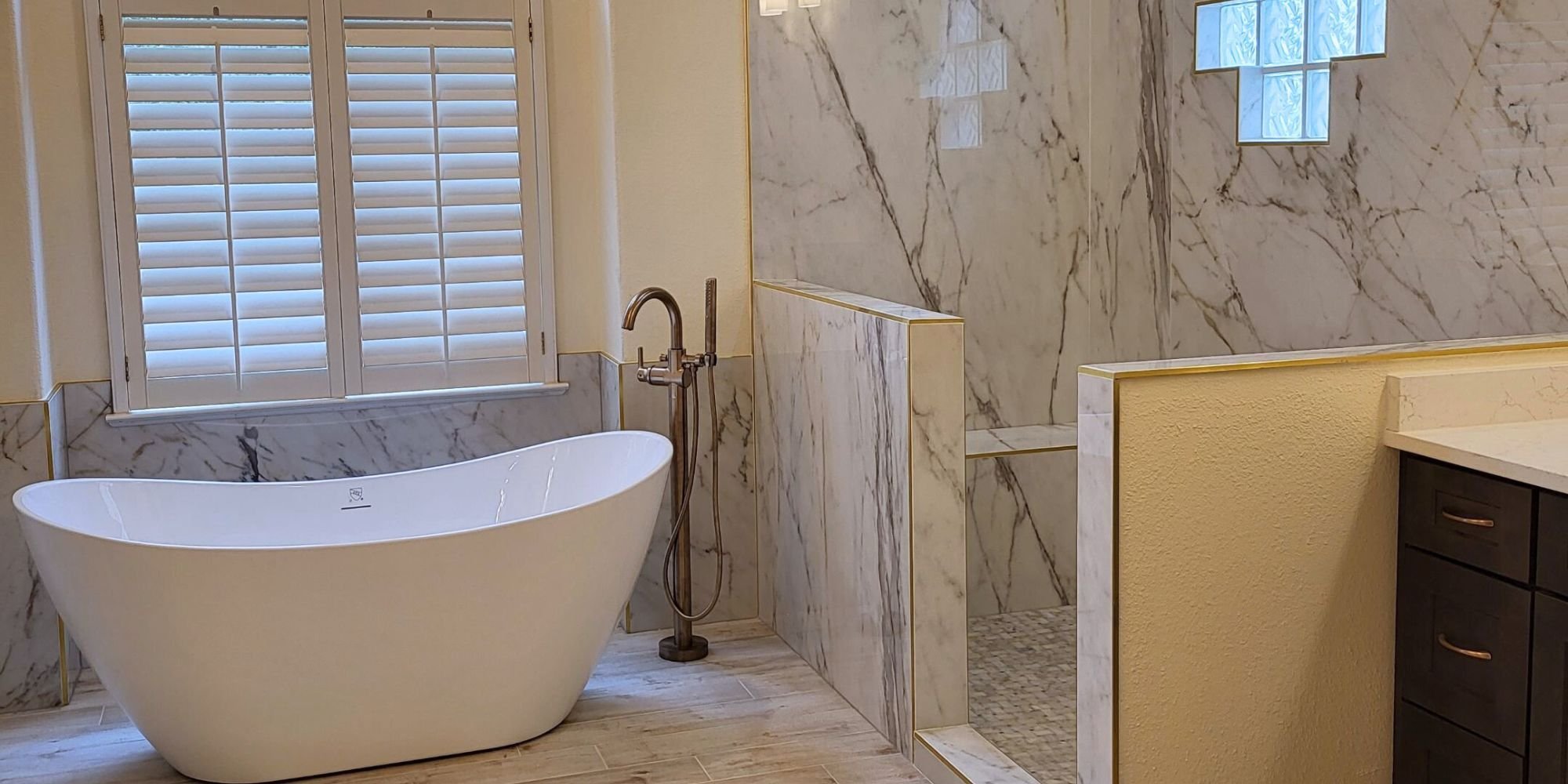 freestanding tub and walk in shower bathroom renovation in san antonio